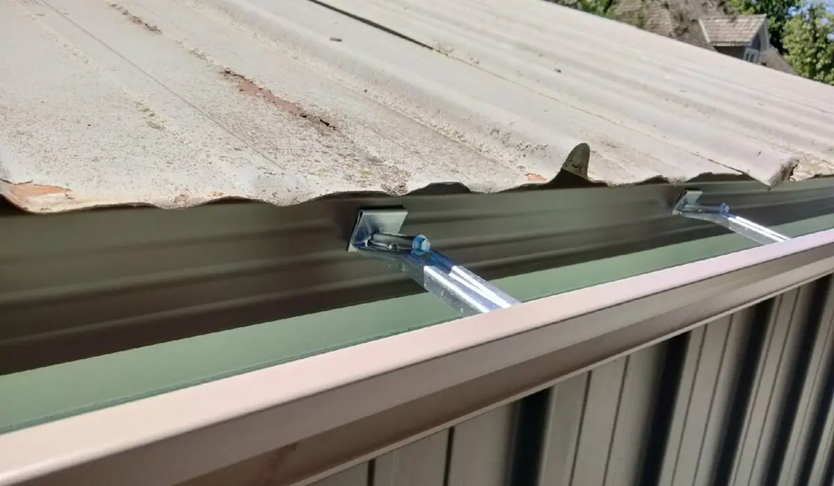 close up photo of a roof gutter