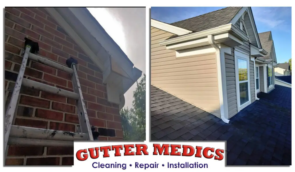 before and after photos of installing gutter